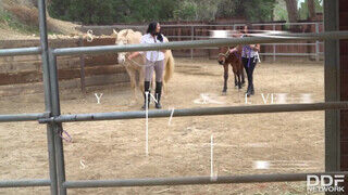 Missy Martinez és Lylith Lavey a bazinagy mellű lovász csajok közösen élvezkednek - Szexbalvany